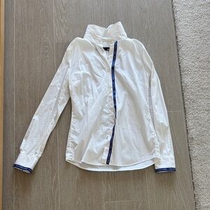 Moschino White Long Sleeve Shirt with Blue Accents